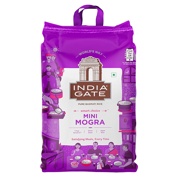 India Gate Mini Mogra Aged Broken Grain Basmati Rice 5kg with aromatic aged rice for everyday cooking