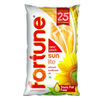 Fortune Sunlite Refined Sunflower Oil 800gm pouch for healthy everyday cooking