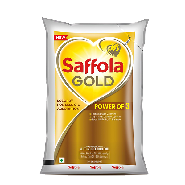 Saffola Gold Refined Cooking Oil 1 litre blended edible oil for healthy everyday cooking