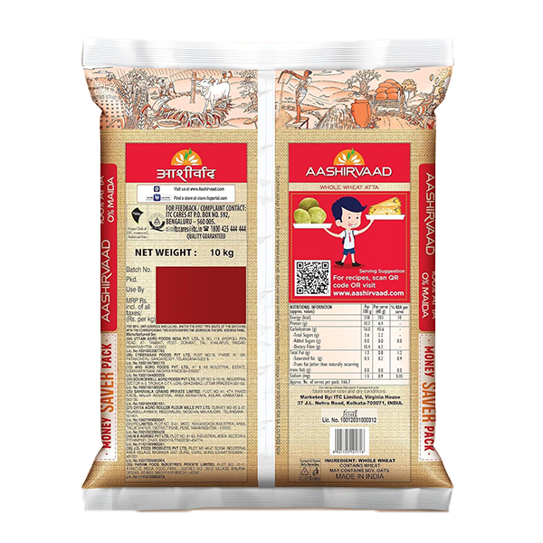 Ashirvaad Superior MP Atta 10kg, 100% Pure Wheat Flour - Image 2