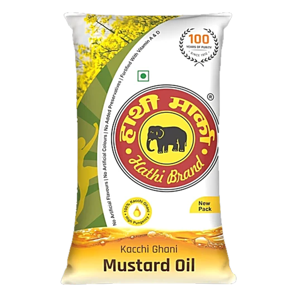 Hathi Kacchi Ghani Mustard Oil 1L for authentic cooking and traditional Indian recipes