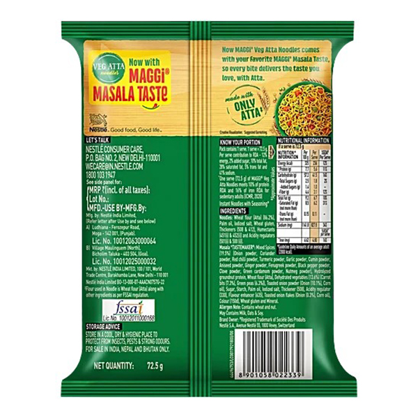 Maggi Masala Veg Atta Noodles | 72.5g | Pack of 1 - Image 2