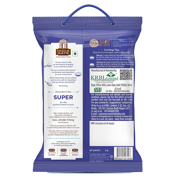 India Gate Super Basmati Rice 5 Kg - Image 2
