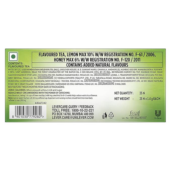 Lipton Green Tea Honey Lemon | 25 Tea Bags | Pack of 1 - Image 2