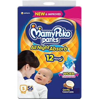 MamyPoko Pants All Night Absorb Baby Diaper Pants S 4-8 kg 56 Diapers