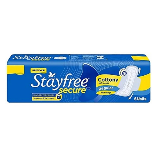 Stayfree Secure Cottony Soft Cover Regular Wings 6 Pads
