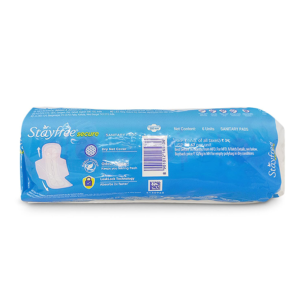 Stayfree Secure Regular Dry Cover Wings 6 Pads - Image 2