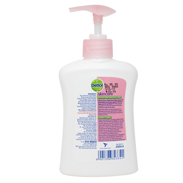 Dettol Skin Care 2 In 1 Protection Care Hand Wash Along With Free Dettol Sensitive | 200ml + 175ml*1 Pouch Free | Pack of 1 - Image 2
