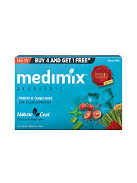 Medimix Ayurvedic Vetiver&Grape Seed With Cooling Menthol Soap Pack (Buy 4 get 1 free) 4x125g + 125g free = 625g