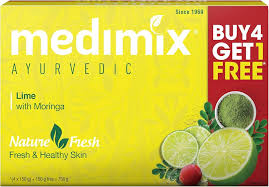 Medimix Ayurvedic Lime With Moringa Soap Pack (Buy 4 get 1 free) 4x125g + 125g free = 625g